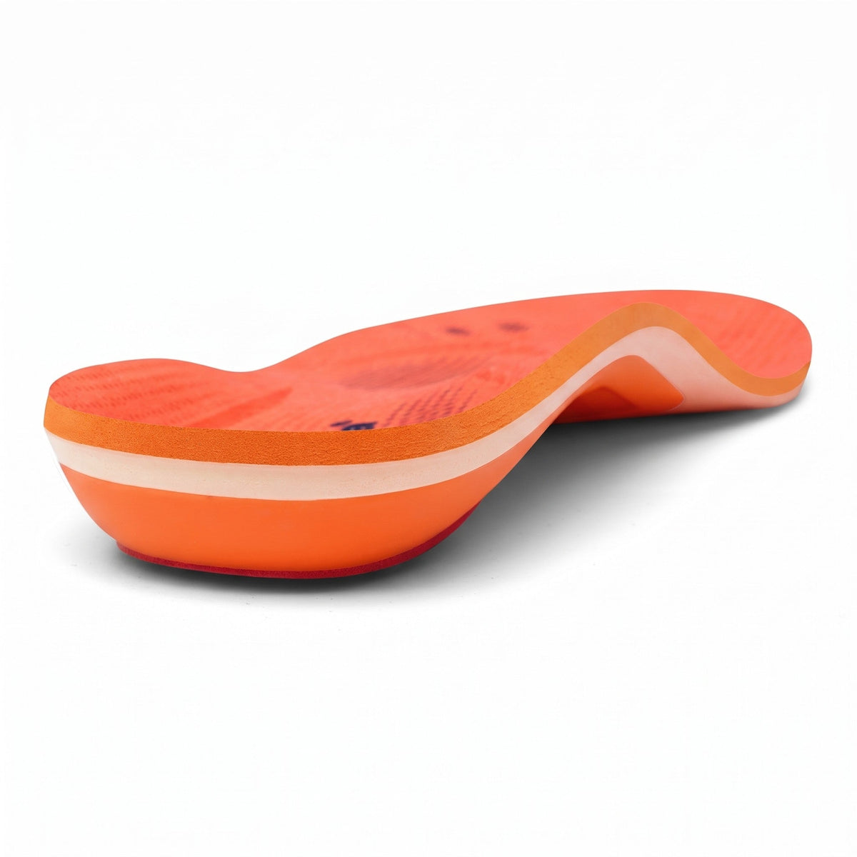 The Daily Insole in orange, side profile showing the contoured arch